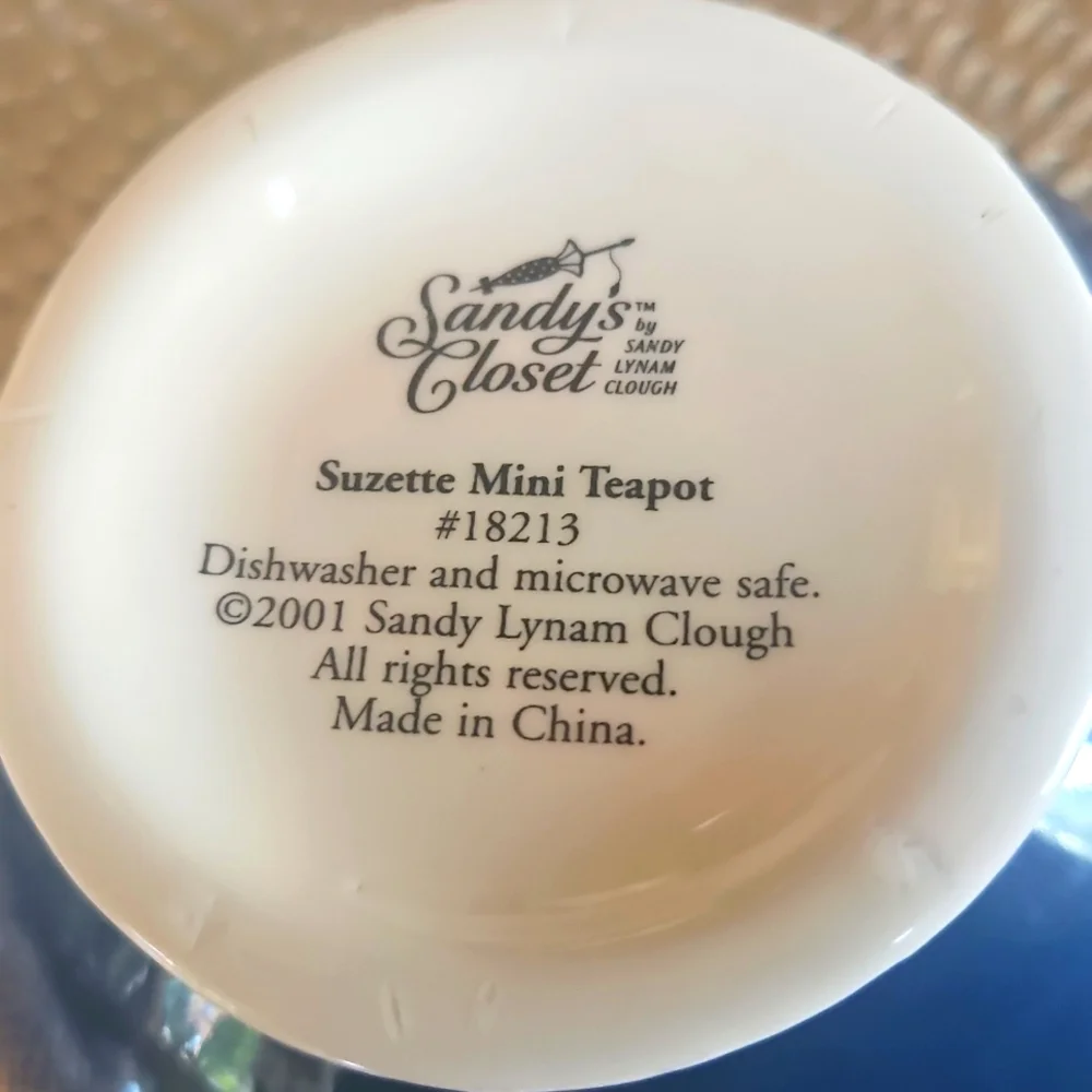 Teapot Collectable By Sandys Closet # 18213 Suzette Mini Teapot Blue Shoe 2001